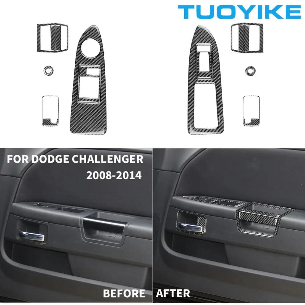 

Car Inner Carbon Fiber Steering Wheel AC Air Vent Console Dashboard CD Navigation Sticker Cover Trim For Dodge Challenger 08-14