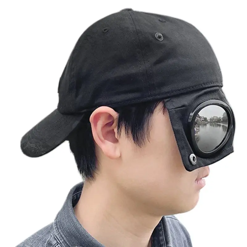 Adult Novelty Pilot Glasses Goggles Baseball Cap 2 in 1 Harajuku Hip Hop Vintage Sunglasses Outdoor Sunscreen Peaked Hat