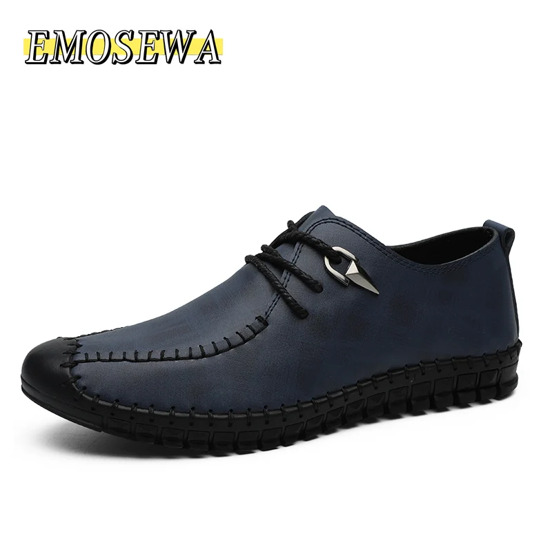 EMOSEWA Brand 38-48 Fashion Comfortable Casual Shoes Loafers Men High Quality Genuine Leather For Flats Hot Sale | Обувь