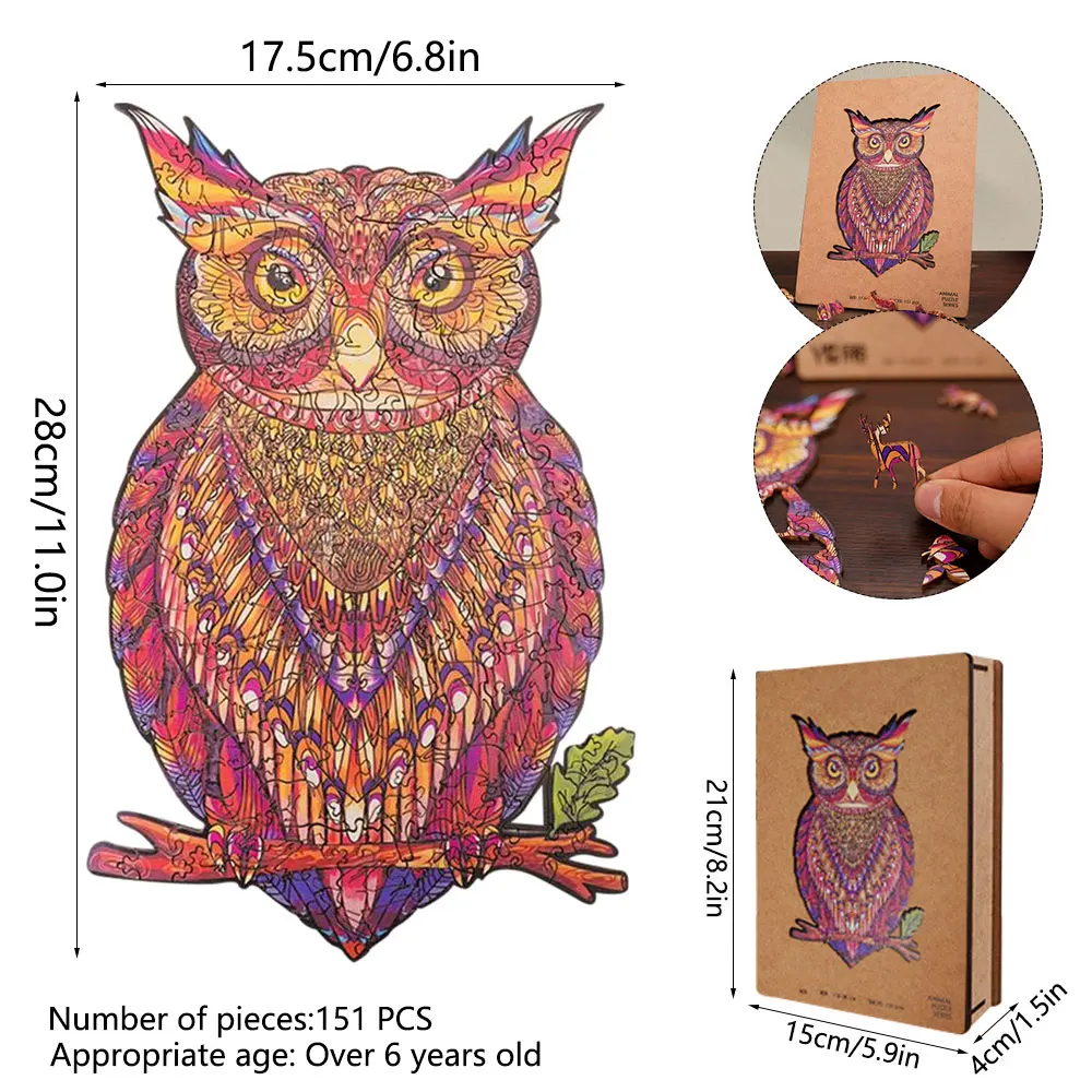

Unique Wooden Jigsaw Puzzles Mysterious Owl Puzzle Gift For Adults Kids Educational Puzzle Fabulous Gift Interactive Games Toy