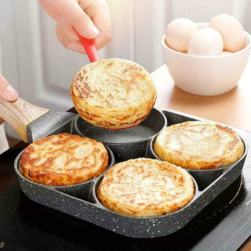 4 Hole Fried Egg Burger Pan Non-stick Multipurpose Frying Kitchen Utensil For Gas Stove Induction Cooker Tool |