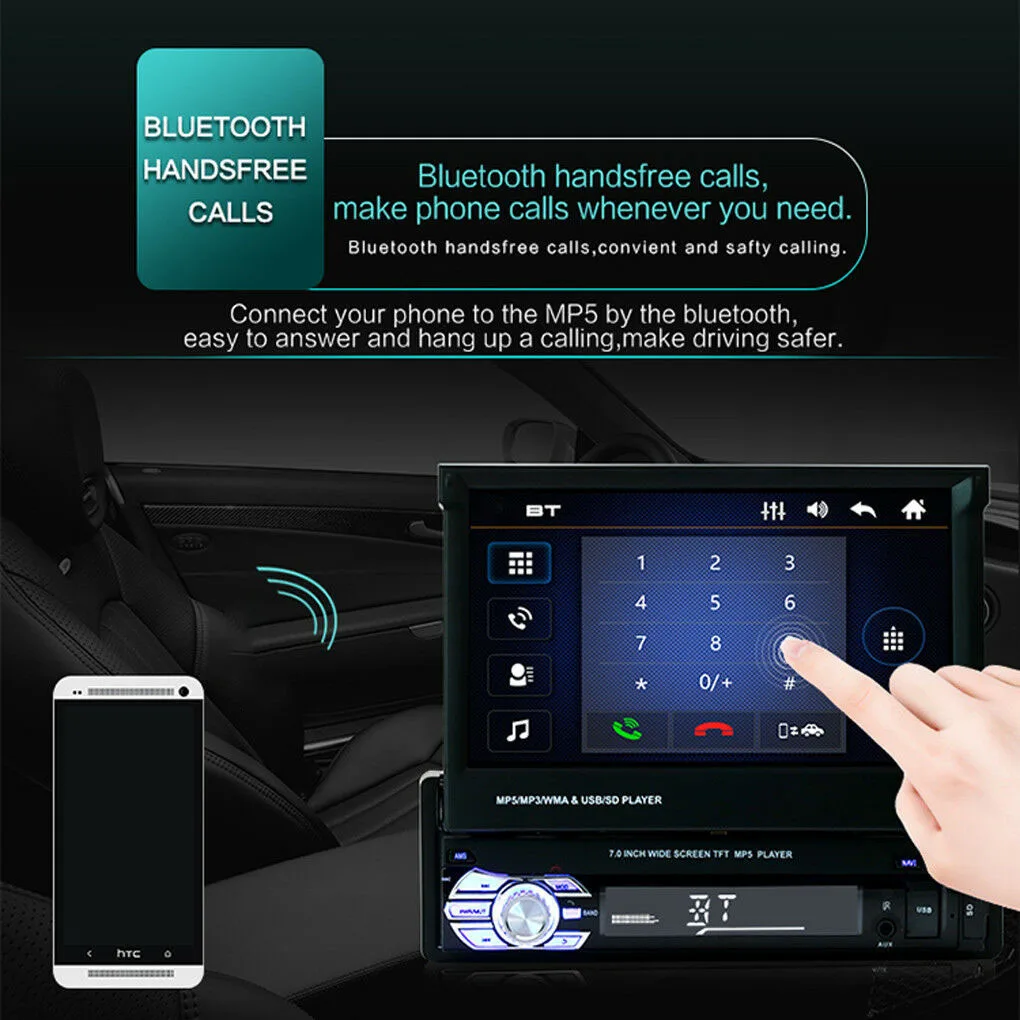 Автомагнитола 7 дюймов HD 1DIN с сенсорным экраном fm радио Bluetooth MP5 плеер + телефонная