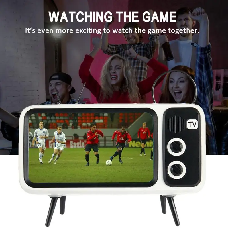 Retro TV shaped stereo Bluetooth speaker Desktop Lazy Phone holder bracket Multipurpose mobile phone bracket For mobile phone