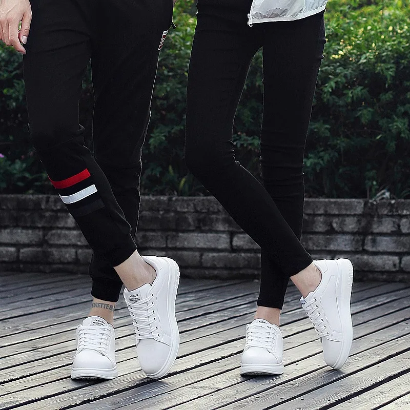 Большой Размеры женские кроссовки Сезон осень Кожаные светильник белые с