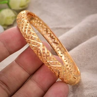 annayoyo 1pcs 24k gold color flower bangles bangles for women ethiopian middle east dubai wedding jewelry african gifts