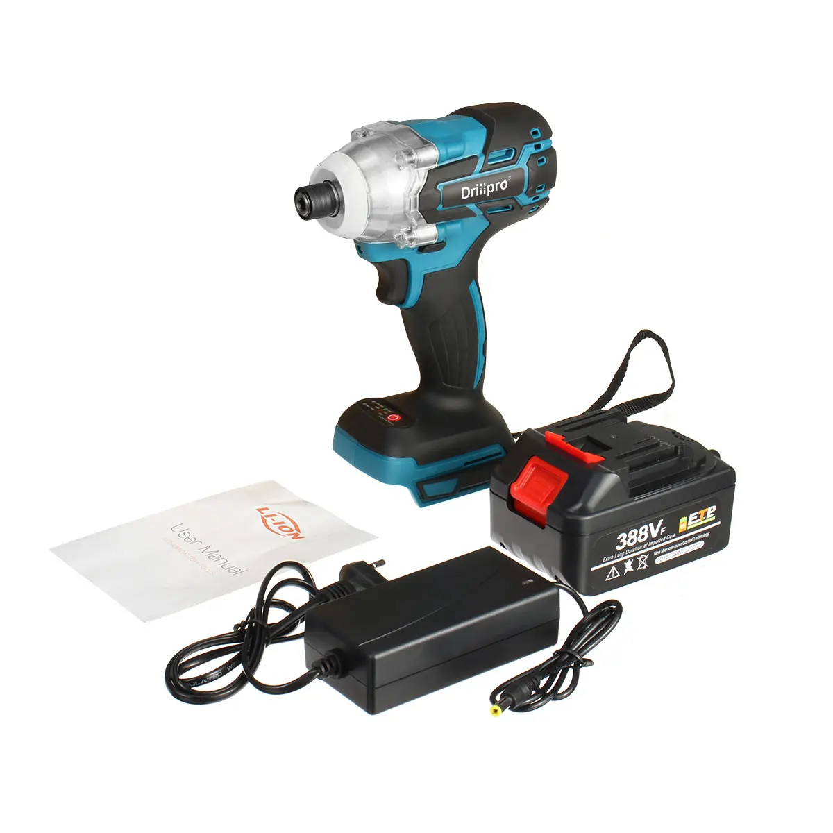 

388VF 520N.m Cordless Brushless Electric Screwdriver 1/4 inch Power Tools Drill Driver+ LED Light For Makita 18V Battery