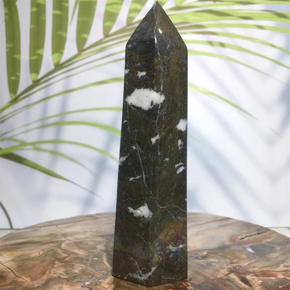 

Natural Chalcopyrite Mineral Stone And Crystal Healing Witchcraft Energy Wand Pyrite Gemstones Prism Point Tower Home Decoration