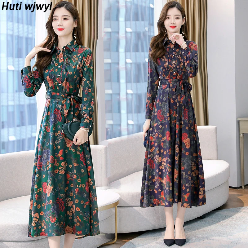 Платье женское атласное с цветочным принтом винтажное облегающее вечернее