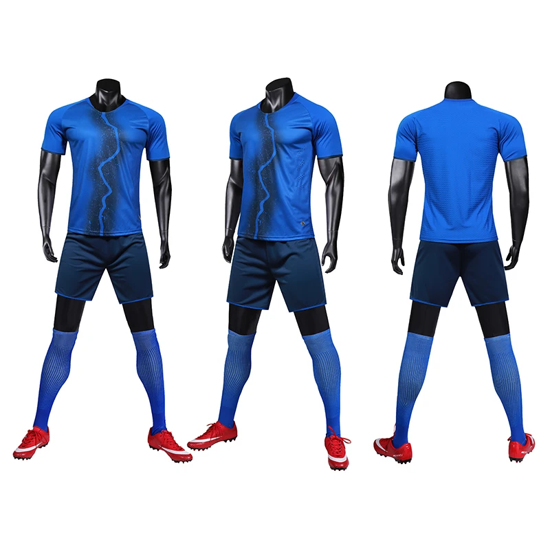 Мужская синяя футболка с коротким рукавом для футбола комплект желтой