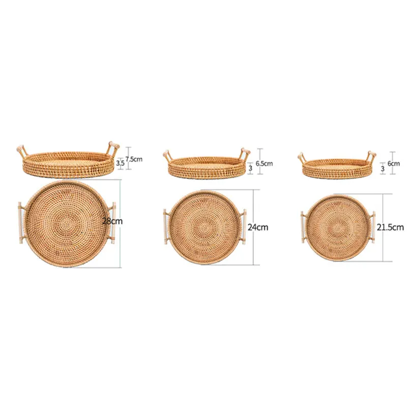 Ручной работы из ротанга ящик для хранения с деревянная круглая ручка плетеная