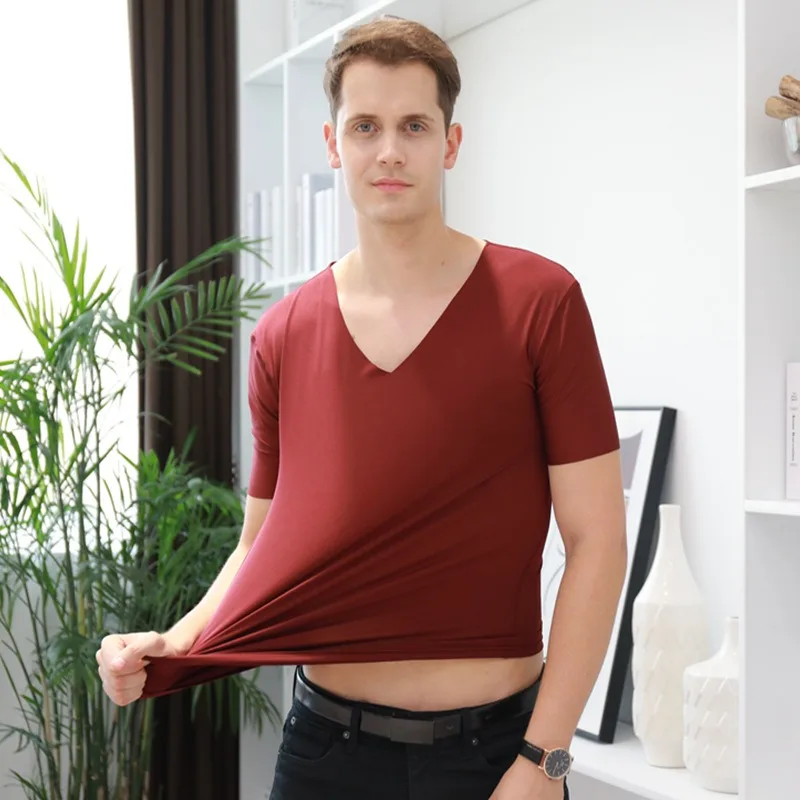 Seamless ice silk short sleeve t-shirt men's summer solid half sleeve t-shirt men's ice silk breathable versatile leisure sports