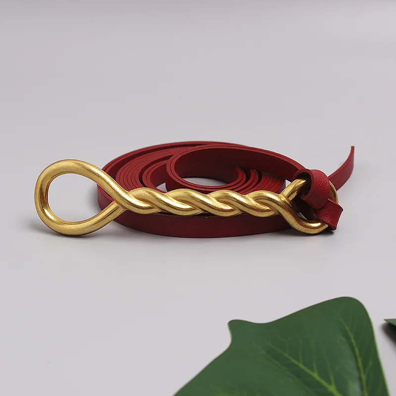 

Hot sale Fashion Women Belt designer Copper Torsional Braid Buckle double fine belt Casual Classical Belt Waist Belt Accessories