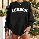 Seeyoushy, толстовки с надписью Лондон, женские повседневные пуловеры с круглым вырезом, Женский Топ, толстовки с длинным рукавом, модная зимняя одежда