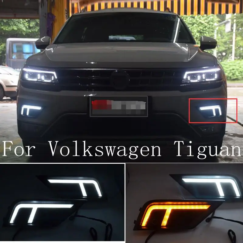 2 шт Автомобильный светодиодный дневной светильник для Volkswagen VW Tiguan 2017 2018 2019 LED DRL с