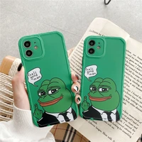 funny frog people erect middle finger soft case for iphone 12 pro max 11 7 8 plus xr x xs max se luxury cartoons back case cover