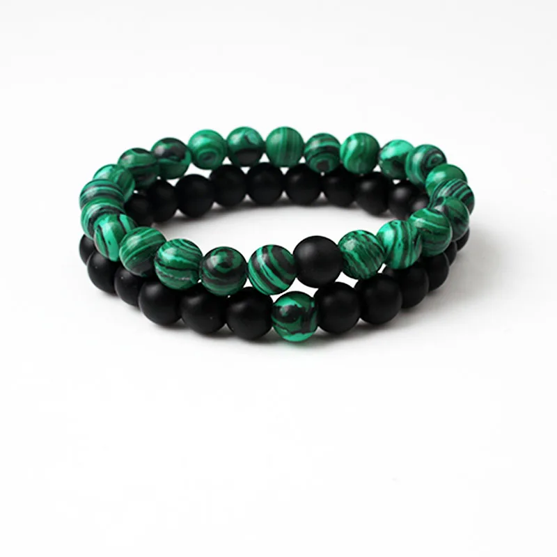 LanLi 8 мм зеленый + черный натуральный ювелирный Павлин рок браслет возлюбленной
