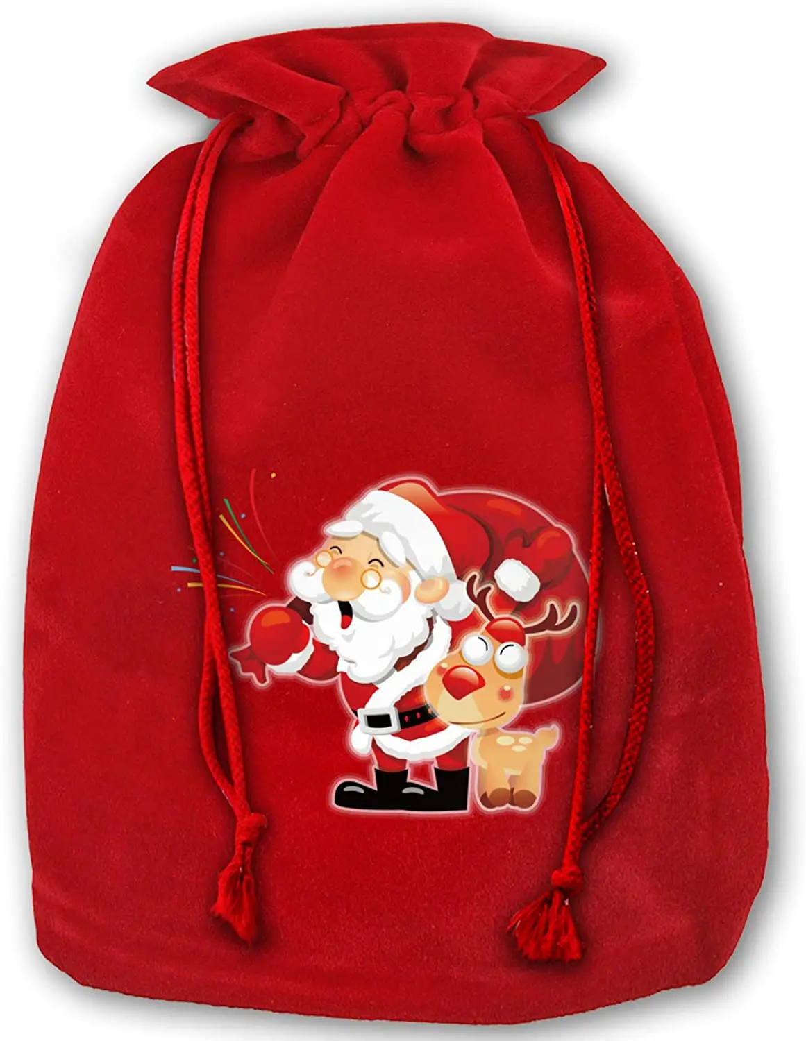 

Christmas Drawstring Gift Bag, Santa Candy Bag Merry Christmas Treat Bags for Birthday Party Snack Gift Favor Xmas (Red)