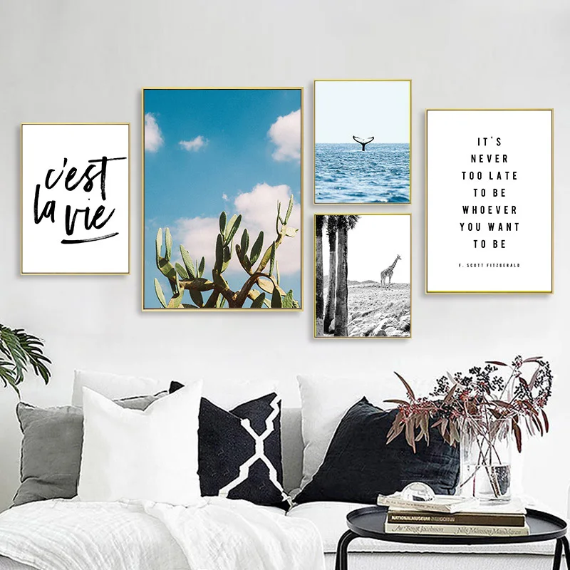 

Natural Landscape Giraffe Green Plant Canvas Painting Wall Art Posters and Prints For Living Room Home Decoration No Frame