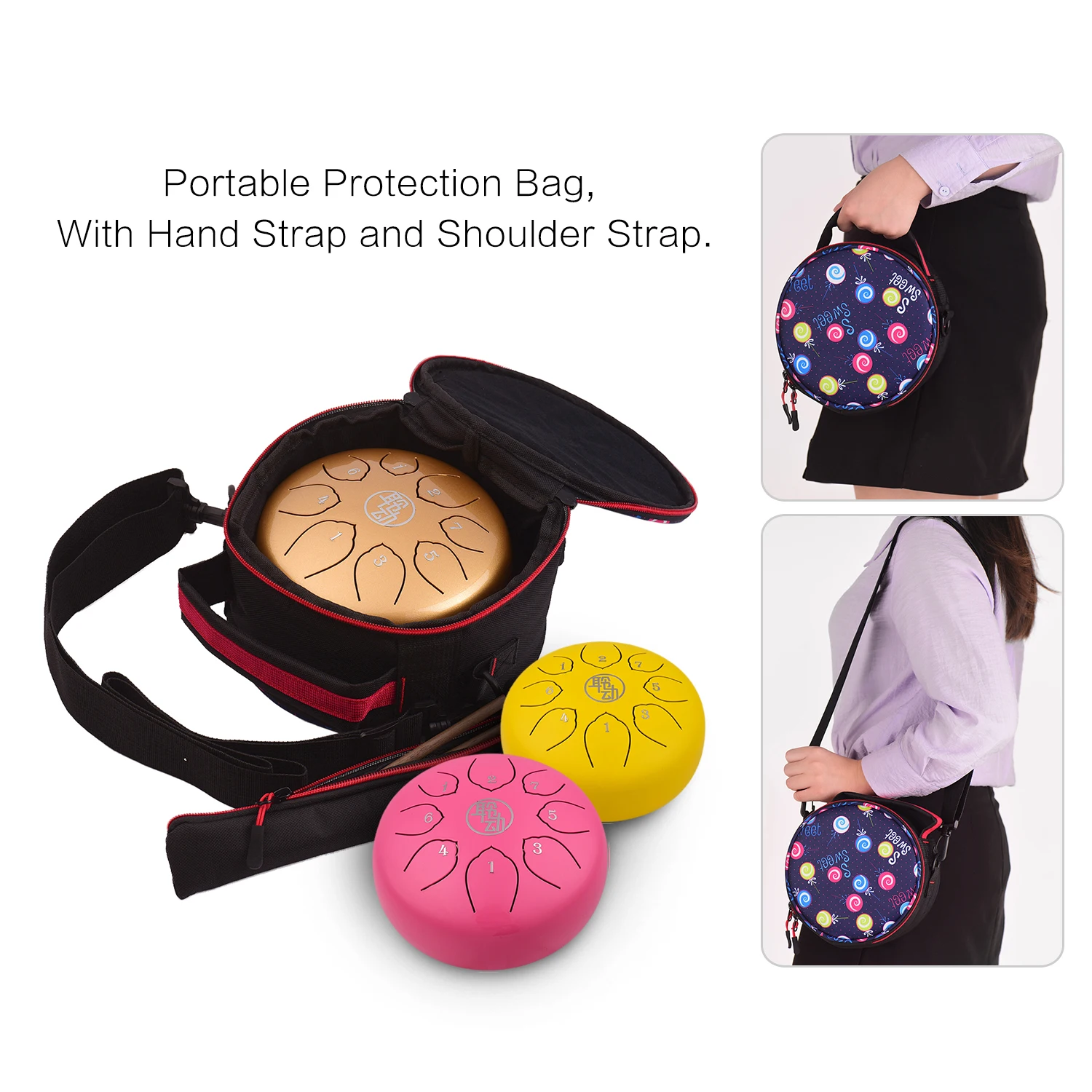 6 Inch Mini Drum 8Tone Steel Tongue Percussion Handpan Instrument With A Carry Bag Musical Instruments for Healing Yoga | Спорт и