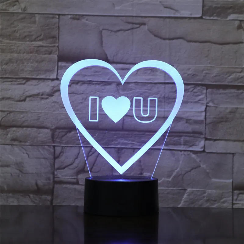 Красочная 3D лампа-голограмма I LOVE YOU акриловый USB-светильник светодиодный