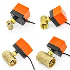 Шаровой кран с электроприводом, 12, 34, 1, 2 дюйма, 220 В, 12 В, 24 В, 3-проводной, 2-точечный, латунный, электрический шаровой кран