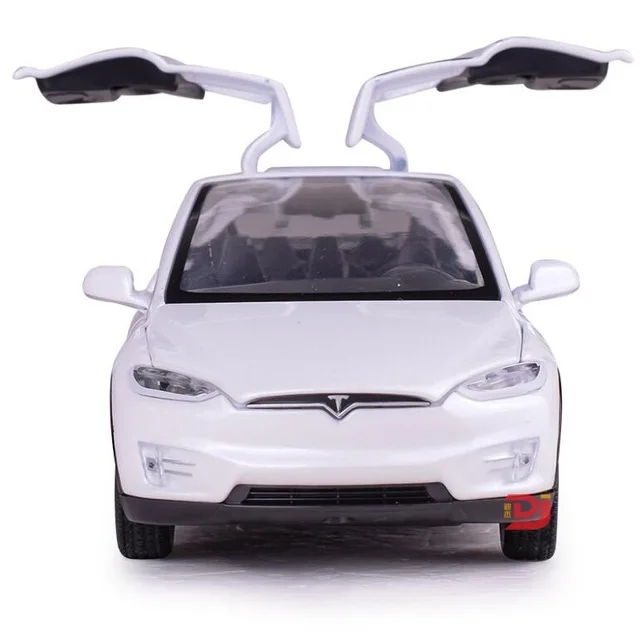 white Горячая Распродажа 1:32 Масштаб Tesla модель х сплав модель автомобиля 4 цвета звук и свет оттяните модель автомобиля мальчики подарок на день рождения коллокации - Цвет: white