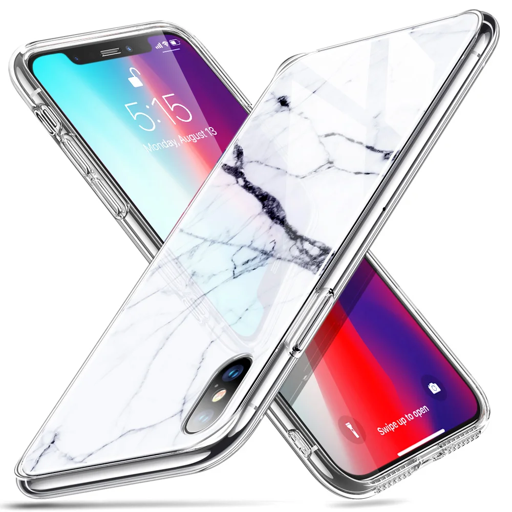 White Чехол из закаленного стекла ESR с мраморным рисунком для задней панели iphone XS XR XS Max с полным покрытием, чехлы с закаленным стеклом - Цвет: White