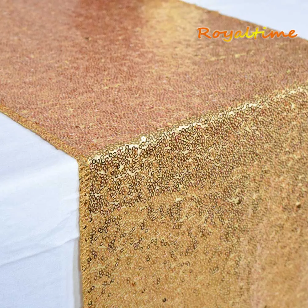 Gold 30x180cm Christmas Green/Fuchsia/Burgundy/Rose Gold Sequin table runner for Party table cloth Weddings Decoration Table Runners - Цвет: Gold