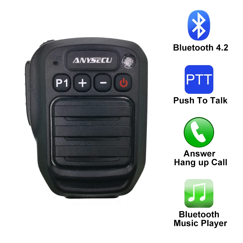 ANYSECU Bluetooth микрофон PTT Динамик подходит Baofeng UV 5R 82 BF 888S K1 Plug двухстороннее Ham