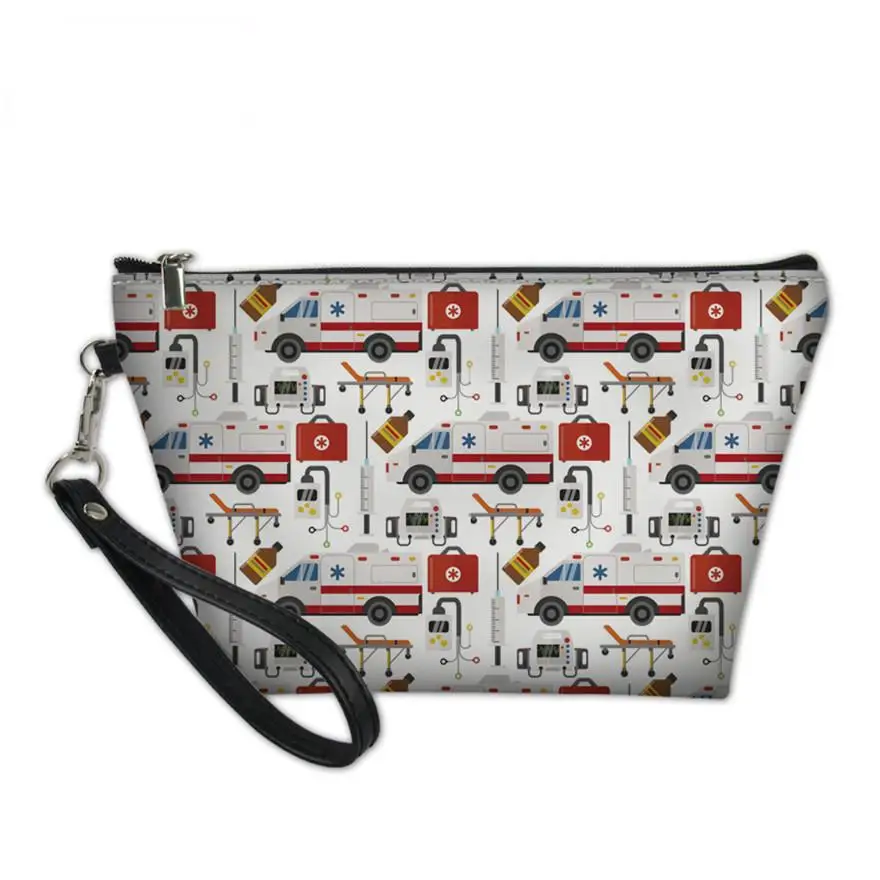 

Cartoon Hospital Car Print Girls Cosmetic Cases Ladies Makeup Pouch for Females Toiletry Bags Custom Travel Wash Kit Bags