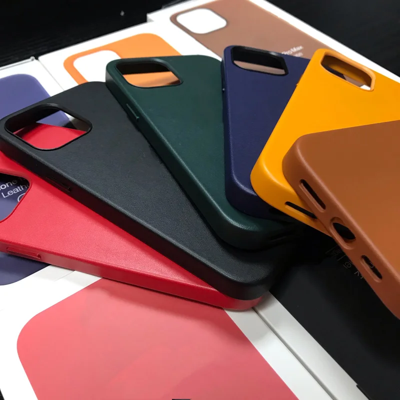 Funda magn&eacute;tica de cuero Real para m&oacute;vil, carcasa completa y suave para iPhone 12 Pro Max 12Mini, 10 unidades/Original-0