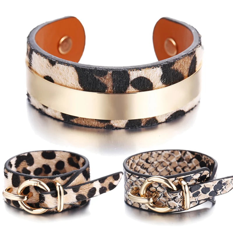 Браслет IF ME в стиле панк для мужчин и женщин модный обруч с леопардовым принтом