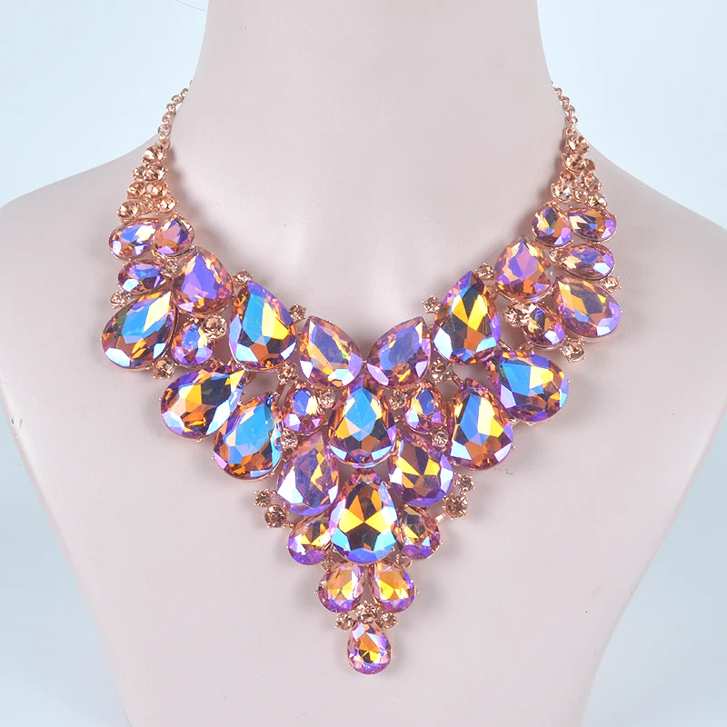 Роскошное простое ожерелье серьги набор ювелирных изделий вечерние свадебные