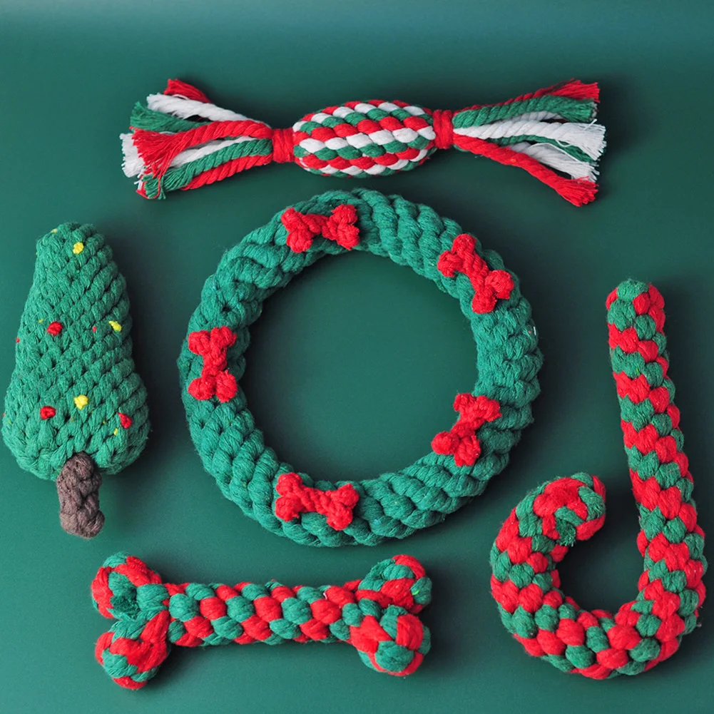 

Christmas Pet Cotton Rope Toy Puppy Chewing Cleaning Teeth Toy Dog Training Teeth Playing Accessories Pet Supplies