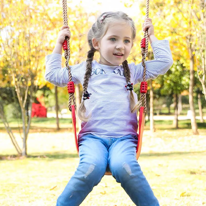 

Kids Fitness Toy Garden Swing Soft Hanging Seat with Height Adjustable Ropes Indoor Outdoor Toy Curved Board Swing Chair