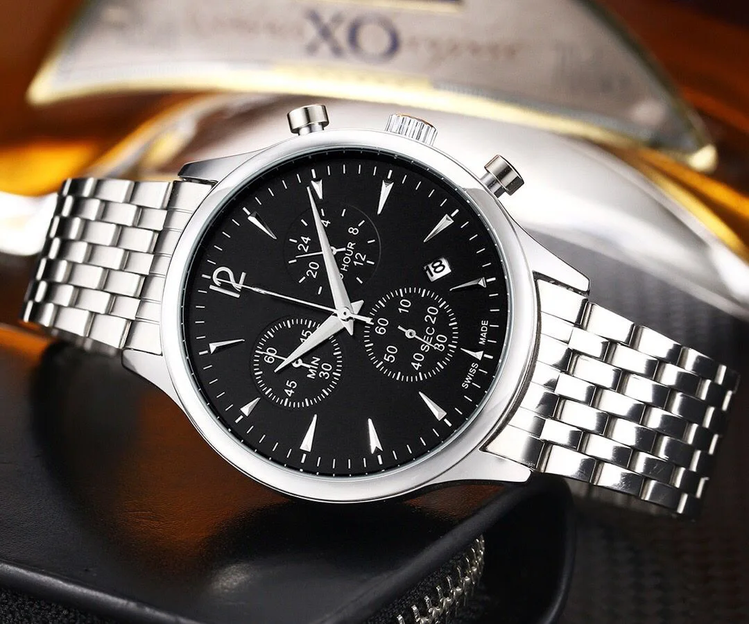 

2021 Top Brand Replica T-issot Man's Watch 3 Dial Plated Quartz Wristwatch Stainless Steel Strap Male Clock montres reloj