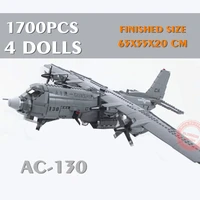 new 1700pcs military toys ac 130 war a10 attack fighter airforce plane swat figures idea building block bricks model kid gift
