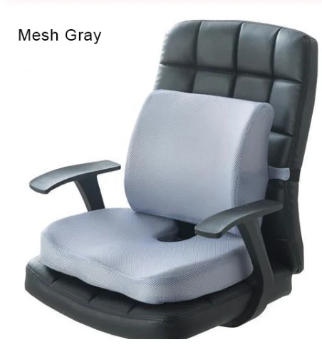 Mesh Gray 2 в 1 бамбуковое волокно с эффектом памяти, подушка для сиденья, Подушка для спины, медленный отскок, поддержка талии, набор для дома, офиса, забота о здоровье, Подушка для стула - Цвет: Mesh Gray