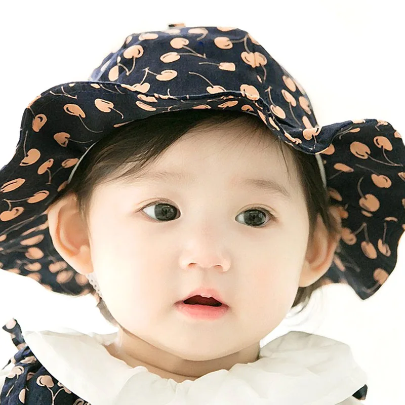 Модная летняя детская шапка принцессы принт с фруктами Детская Милая шапочка для