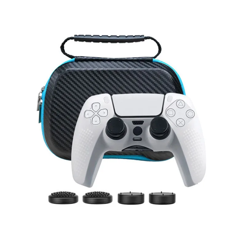 

6 In 1 EVA Hard Gamepad Handle Carry Case For PS5 Storage Protective Bag Silicone Case For PS5 Controller With 4 Analog Caps