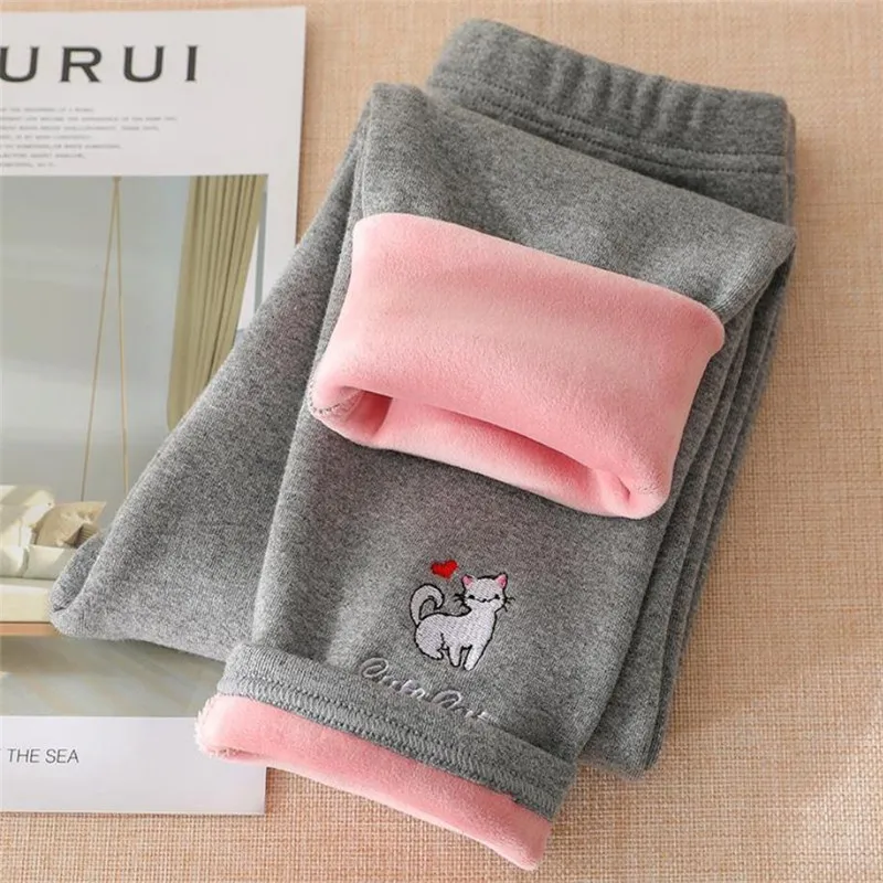 Леггинсы для девочек на осень и зиму утепленные флисовые бархатные детские брюки