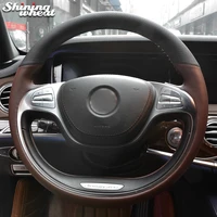 black brown genuine leather car steering wheel cover for mercedes benz s class 2014 2017