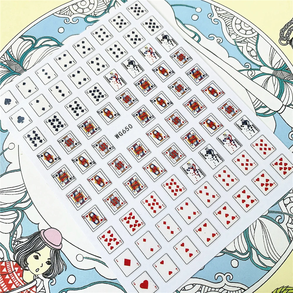 

WG651 WG650 Card playing card Poker 3D Back glue Nail Art Stickers Decals Sliders Nail ornament decoration