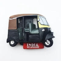 qiqipp india creative tourism commemorative decoration crafts color painting three wheeled protruding car magnet refrigerator