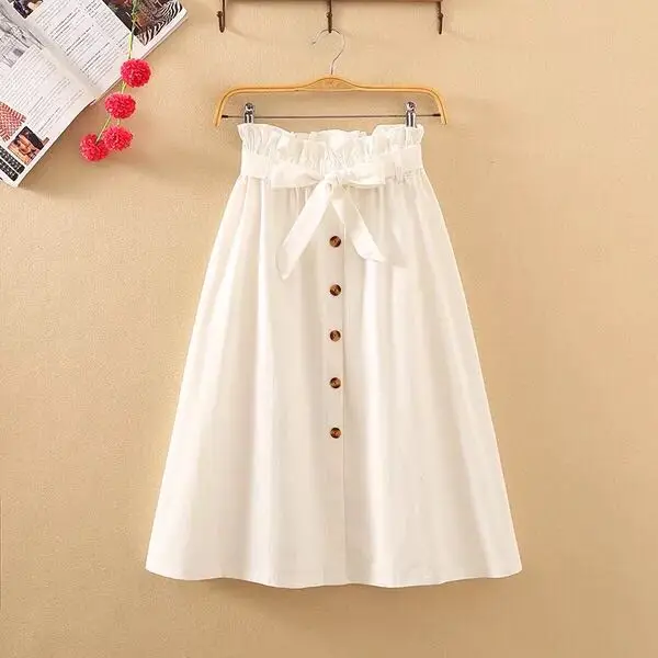 

2020 new women's temperament long high waist slim skirt elastic waist solid color A-line skirt casual skirt