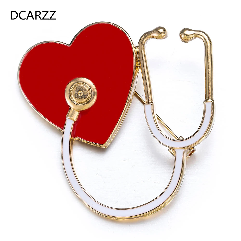 DCARZZ Stethoscope Brooches Gold Gift Doctor Nurse Medical Pin Romantic Jewelry Party Black Enamel Lapel Pins Metal Women | Украшения и