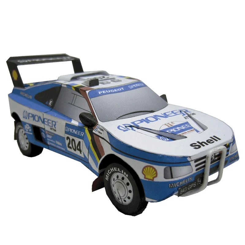 Peugeot 405 T16 1989 Blue 1:32 Dakar Rally Racing Car Origami Art 3D Paper Model Papercraft DIY Adult Handmade Craft Toys ZX-032 | Игрушки и
