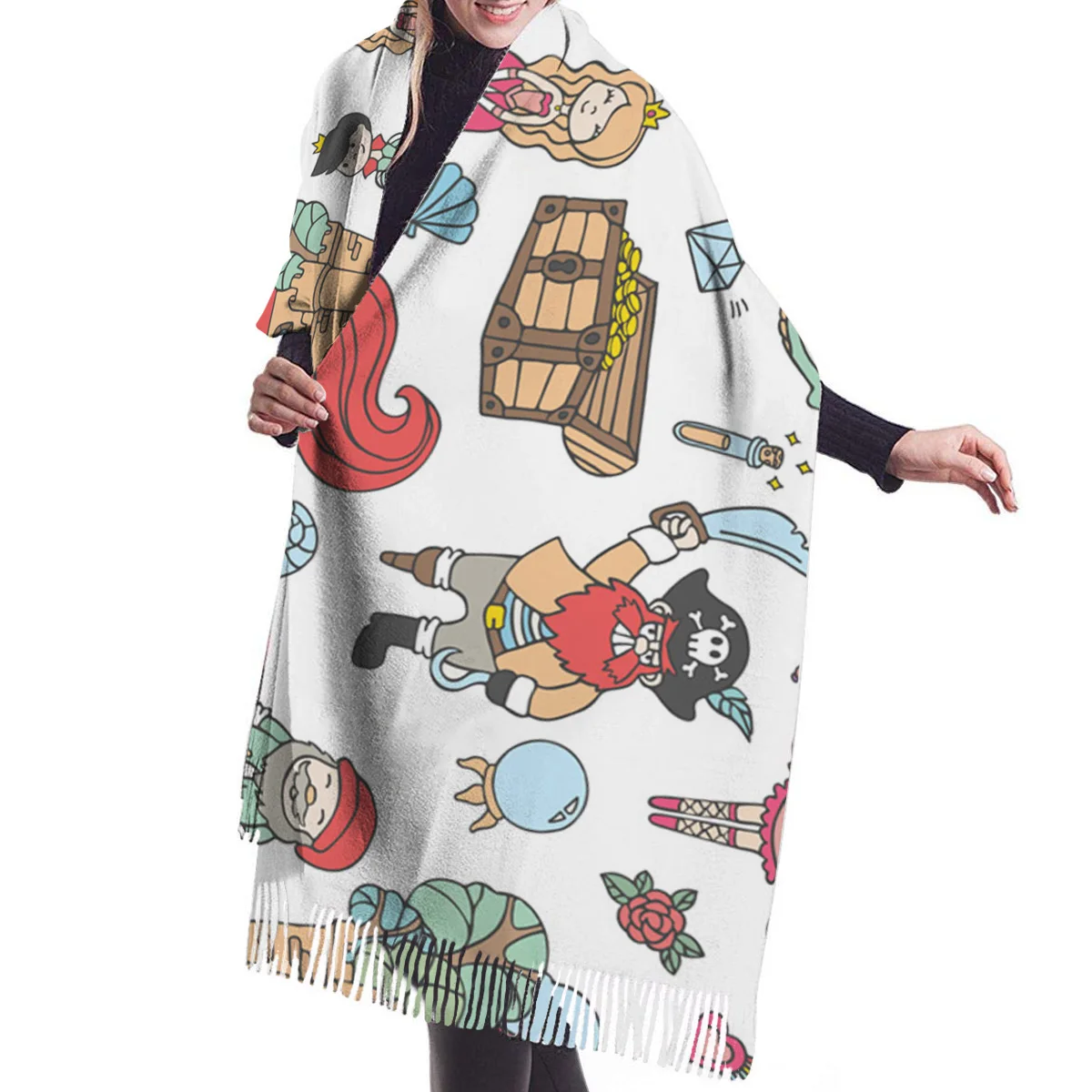 Spring Winter Women Scarf Castle Bunny Princess Mermaid Cartoon Warm Cashmere Scarves Shawls Neck Bandana Pashmina Lady Wrap |