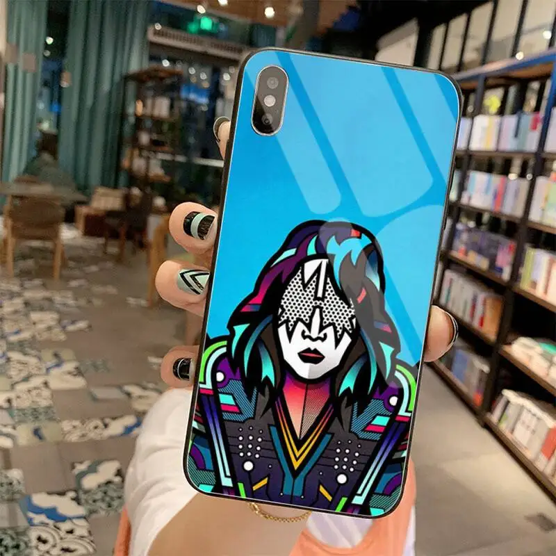 Милый блестящий чехол для телефона HPCHCJHM Kiss Band с закаленным стеклом iPhone 11 Pro XR XS MAX