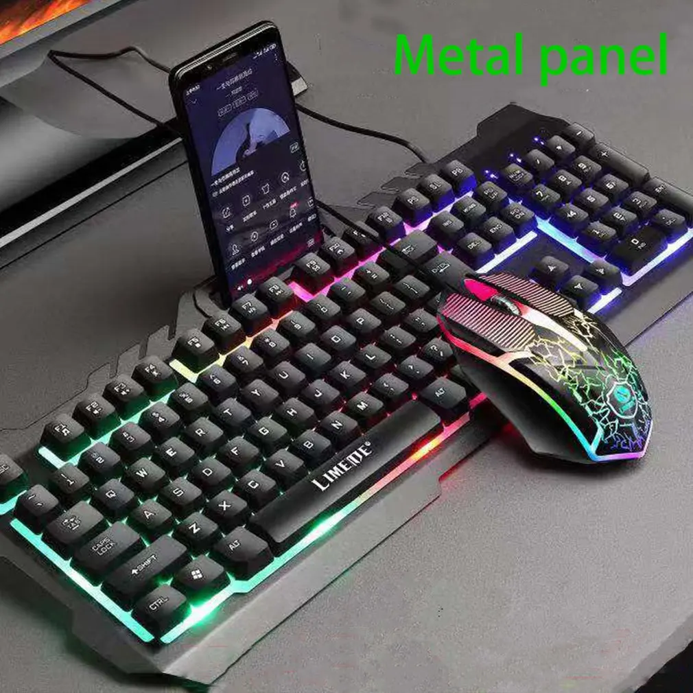 

T22 Luminous Mechanical Keyboard And Mouse Set Metal Gaming Computer Keyboard Mouse USB Luminous Keyboard